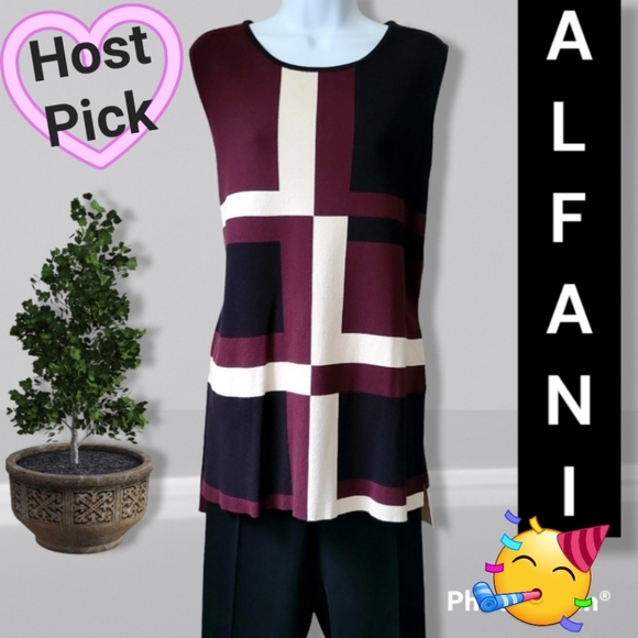 Alfani Sweaters - Alfani Sleeveless Sweater Womens XL Alfani Sweater XL Maroon Cream Black